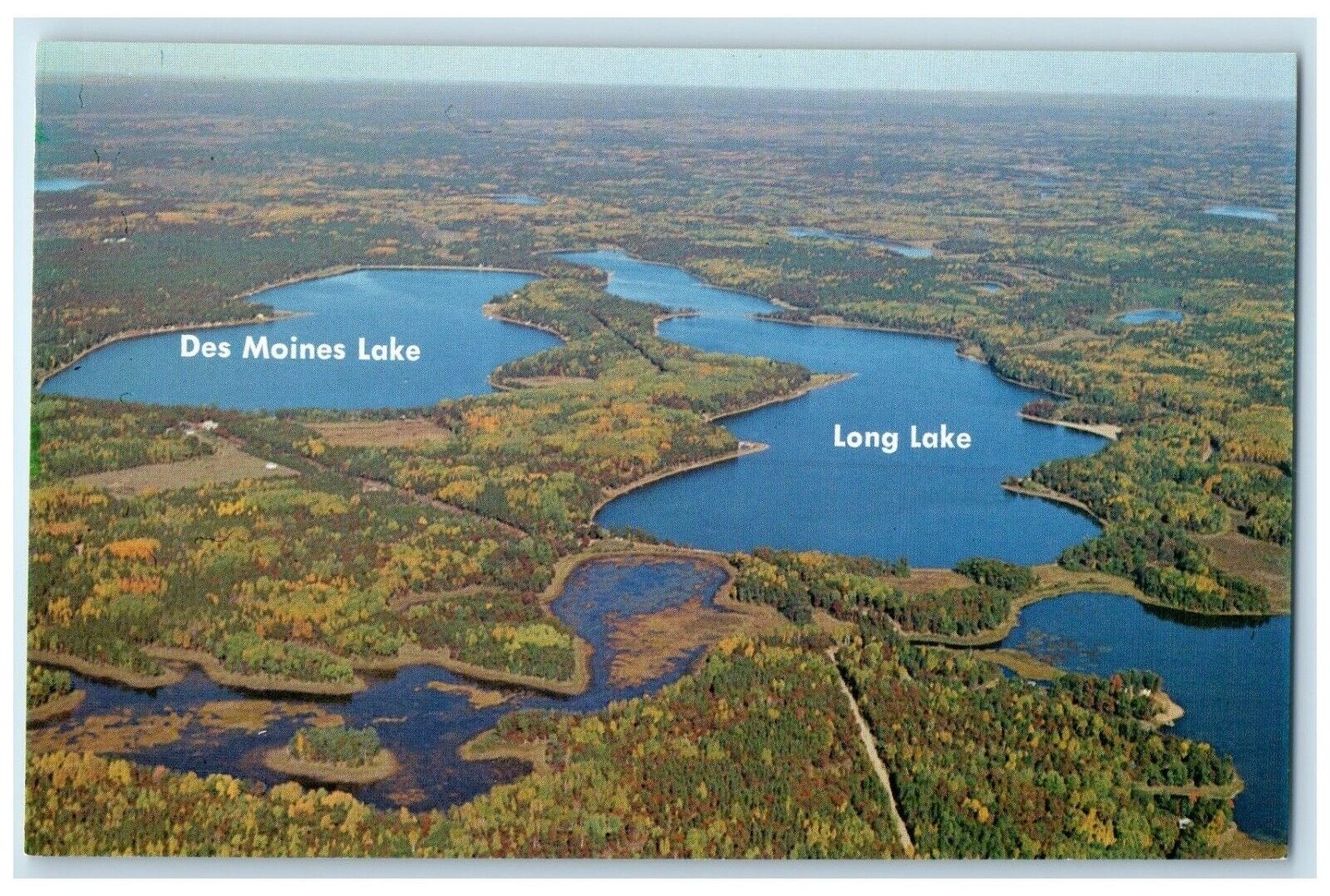 c1960 Des Moines Lake Long Lake Spring Fed Lakes Fishing Webb Wisconsin Postcard