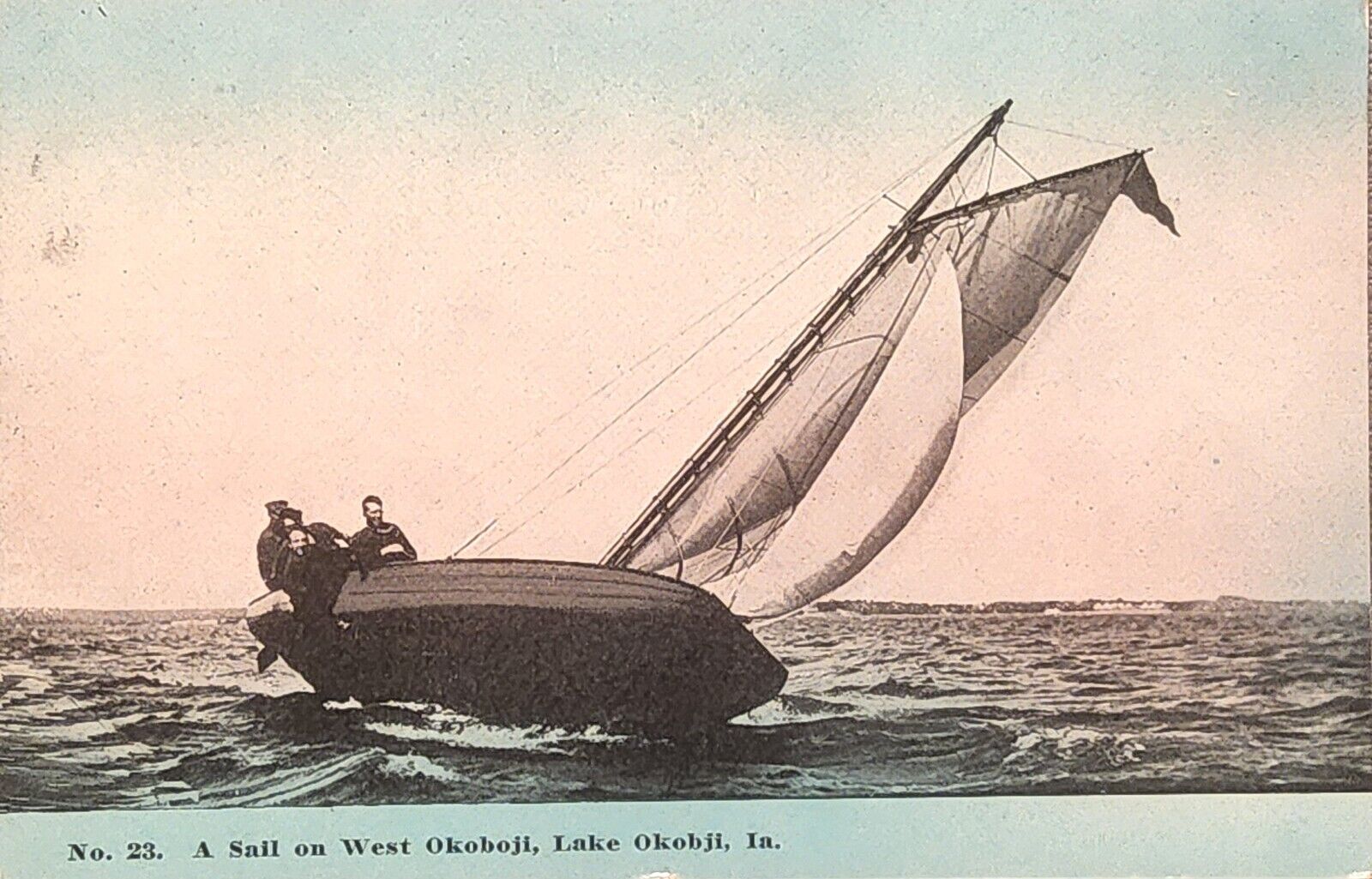 1916 Picture Postcard ~ Sailing On West Okaboji Lake. Okaboji, Iowa. #-4269