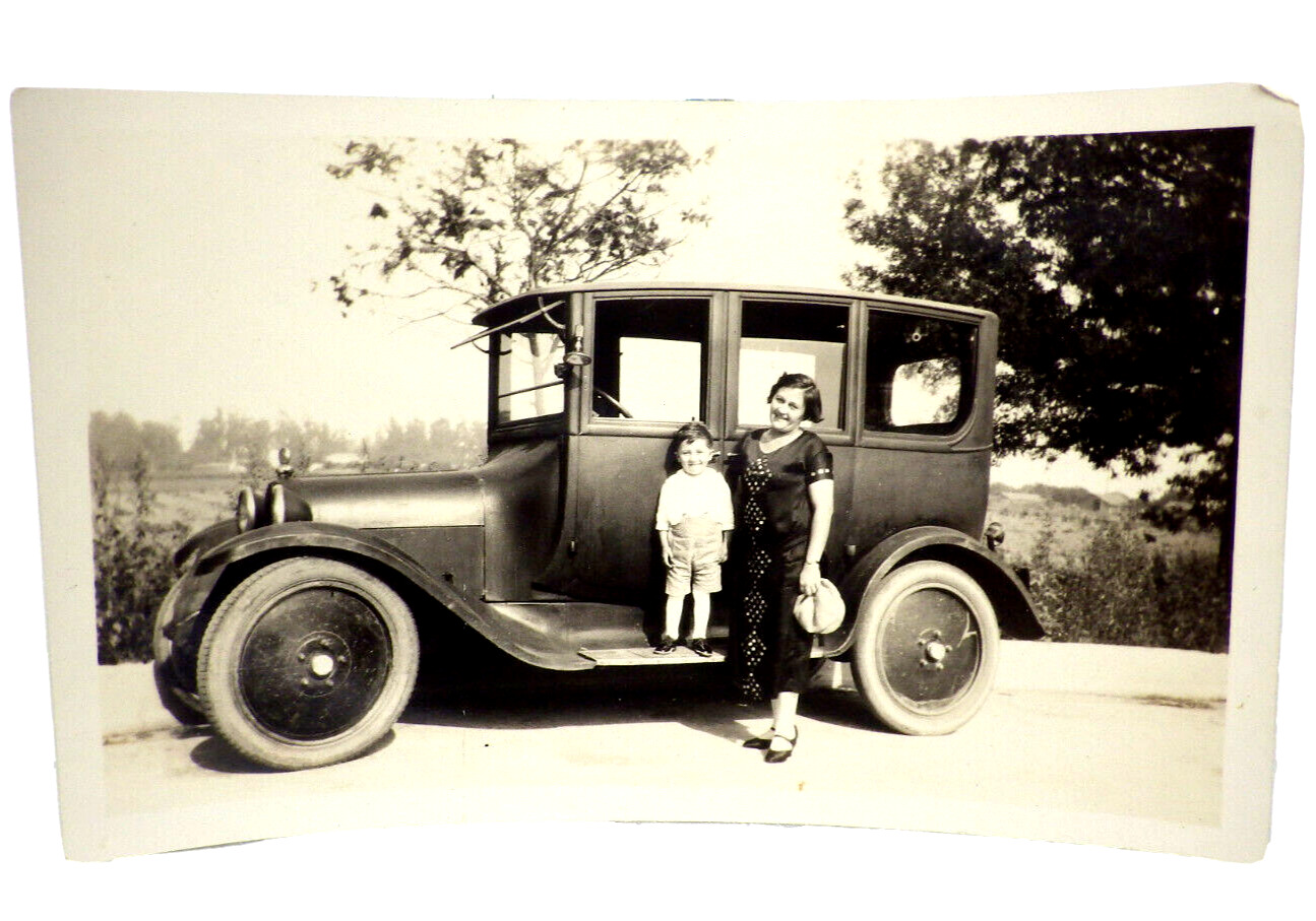 1925 Dodge Car Photograph Antique Ephemera Mother & Child VTG Automobilia Sepia