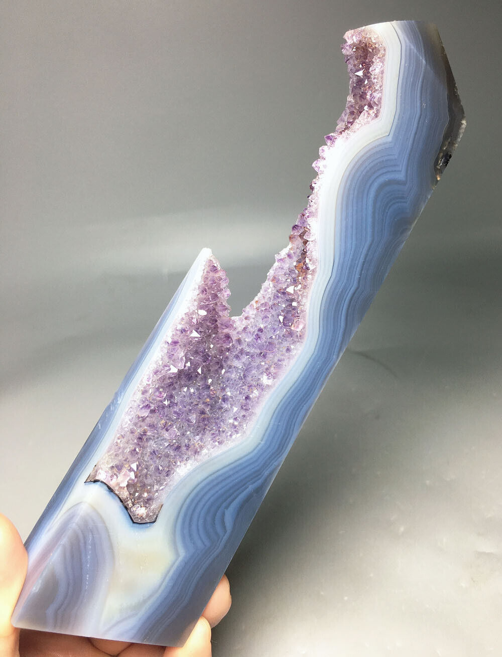287g Natural amethyst agate tower geode  QUARTZ CRYSTAL point stone HEALING
