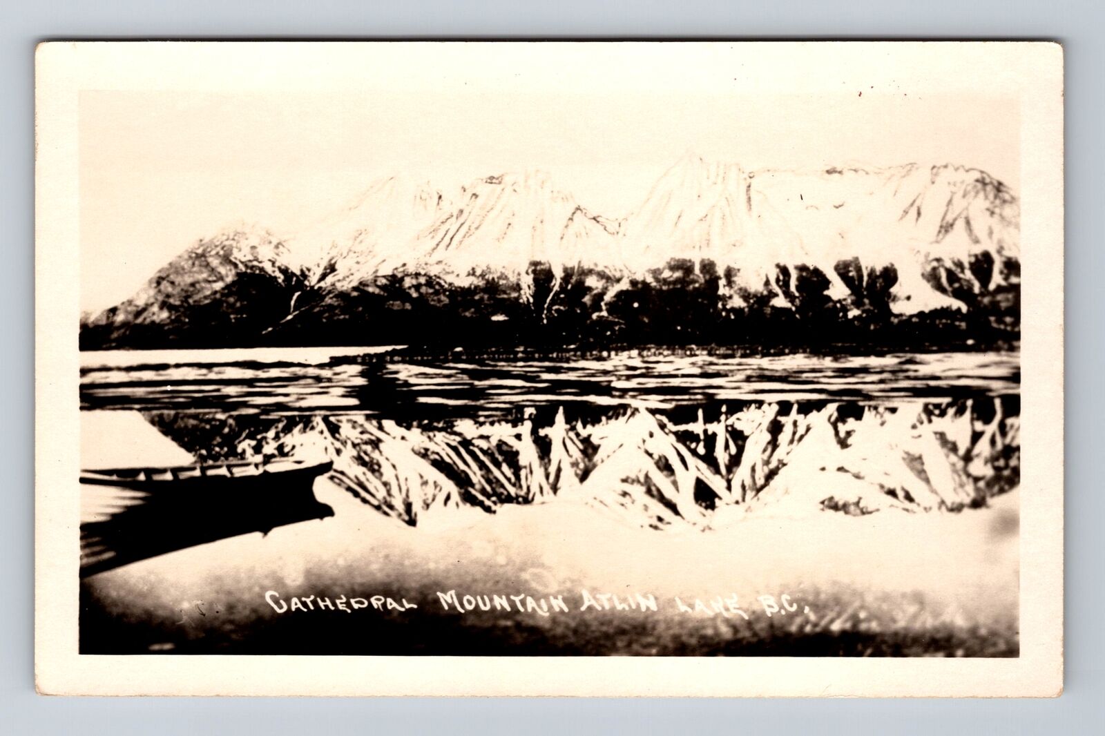Atlin Lake BC-British Columbia Canada, RPPC, Cathedral Mountain Vintage Postcard