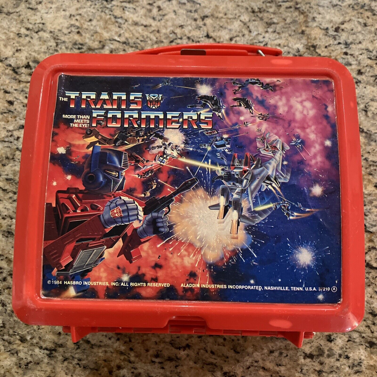 Vintage 1980s Transformers Plastic Aladdin Lunchbox With Thermos