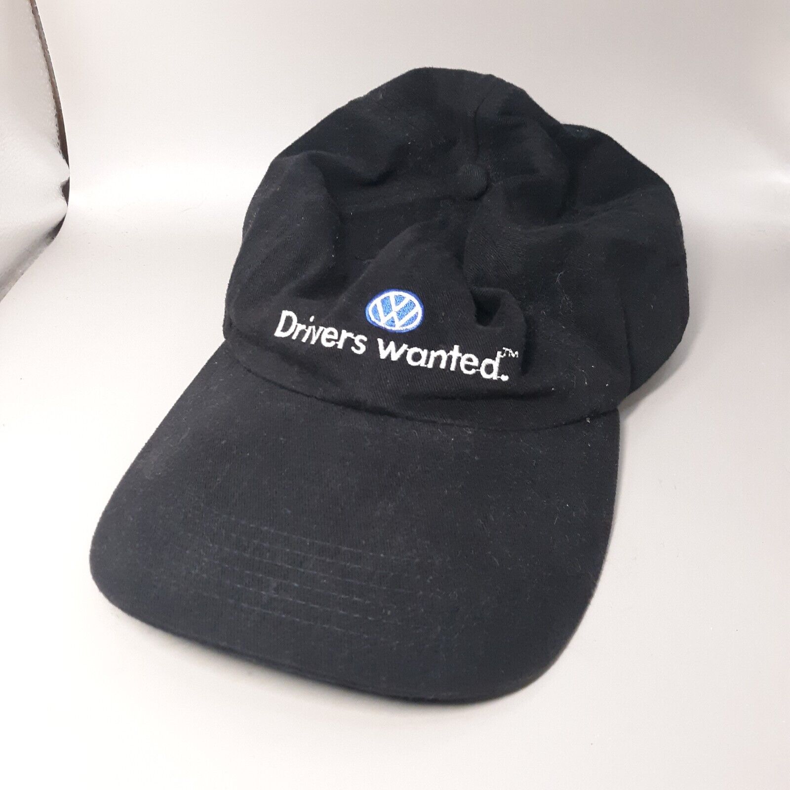 VW VOLKSWAGEN Drivers Wanted Black Cap Hat Strapback 1990s Vintage Logo