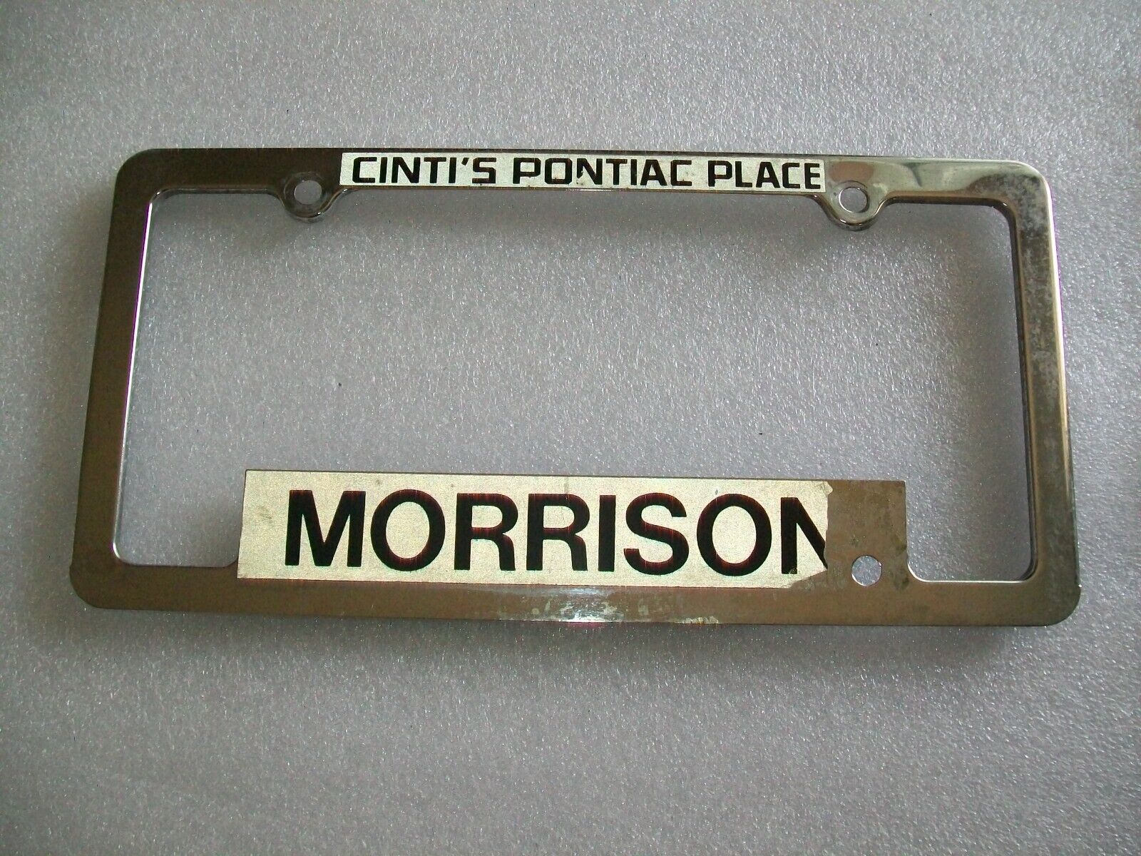 VINT MORRISON CINTIS PONTIAC PLACE, OHIO Dealers Metal License Plate Frame 1900s