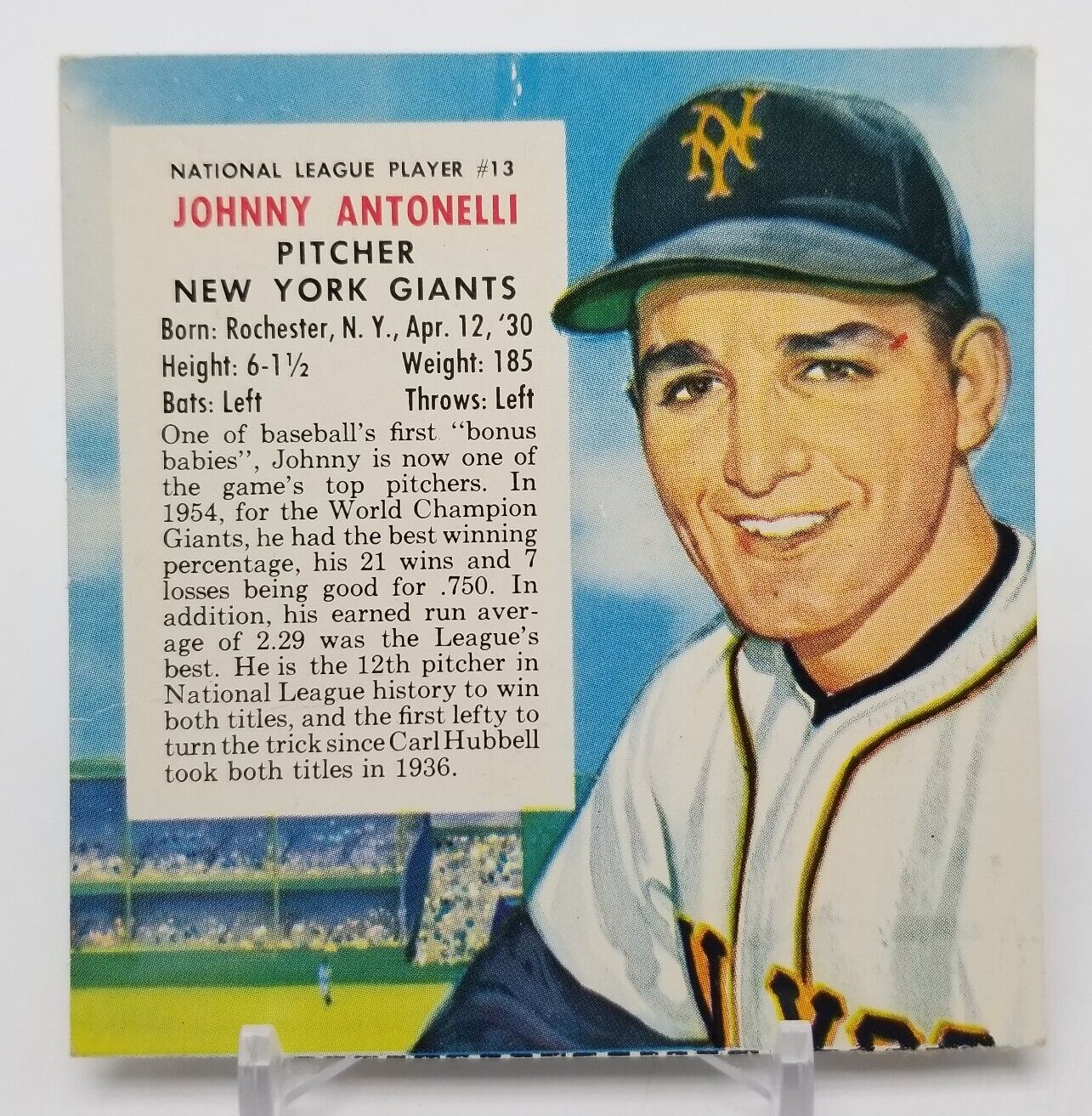 1955 Red Man Tobacco All Star Team JOHNNY ANTONELLI (No Tab) New York Giants #13