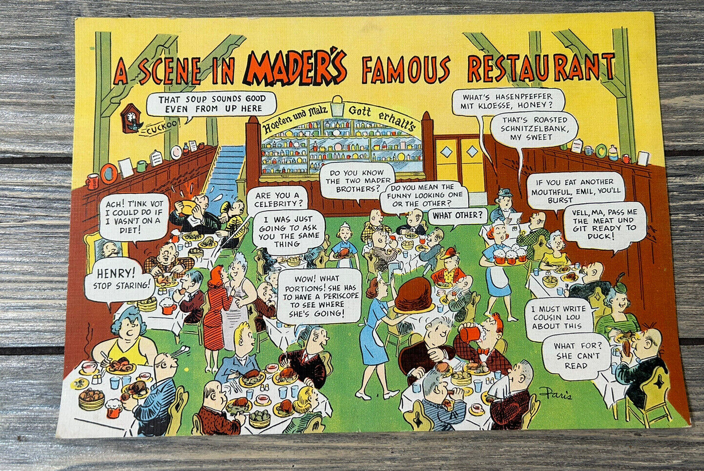 Vintage A Scene in Maders Famous Restaurant Jumbo Post Card