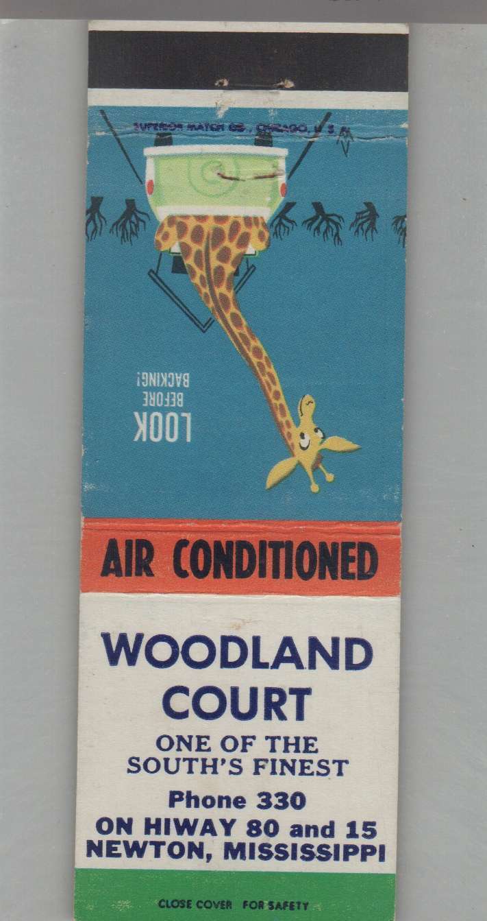 Matchbook Cover - Giraffe Woodland Court Newton, MS