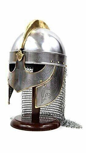 Medieval viking helmet with chainmail Aventail Horse Aching