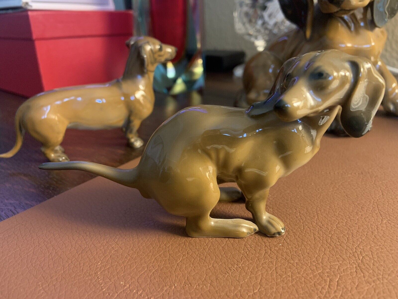 Rare Vintage Rosenthal Squatting Dachshund Wiener Dog Porcelain Figurine