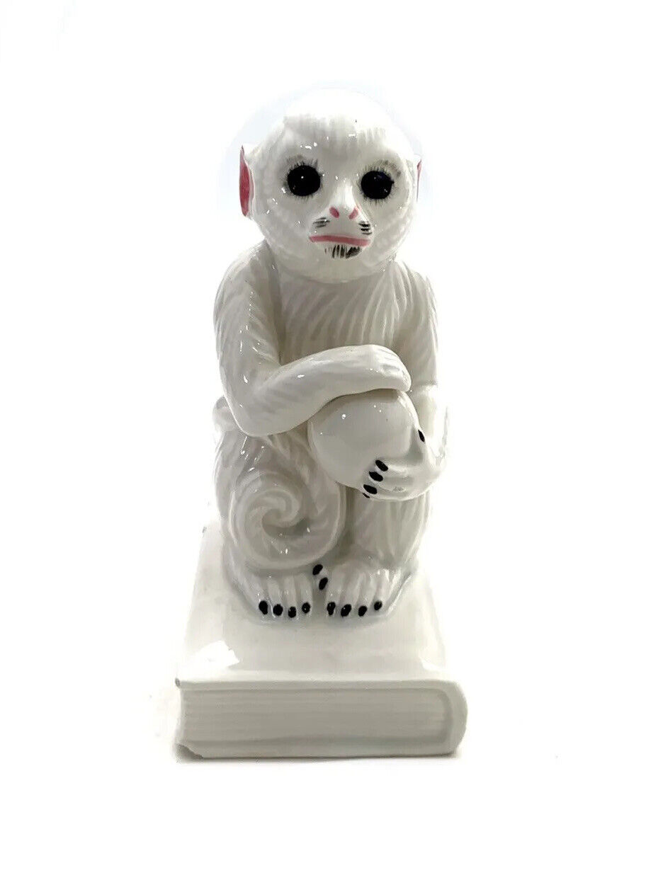 Monkey Porcelain Figurine from Italy Vintage Statue Decor (Flawed See Photos )
