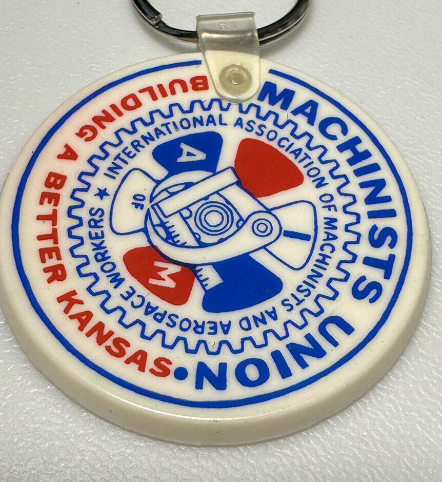 Vintage IAM Machinist Labor Job Aerospace Workers Union Keychain Key Ring Chain