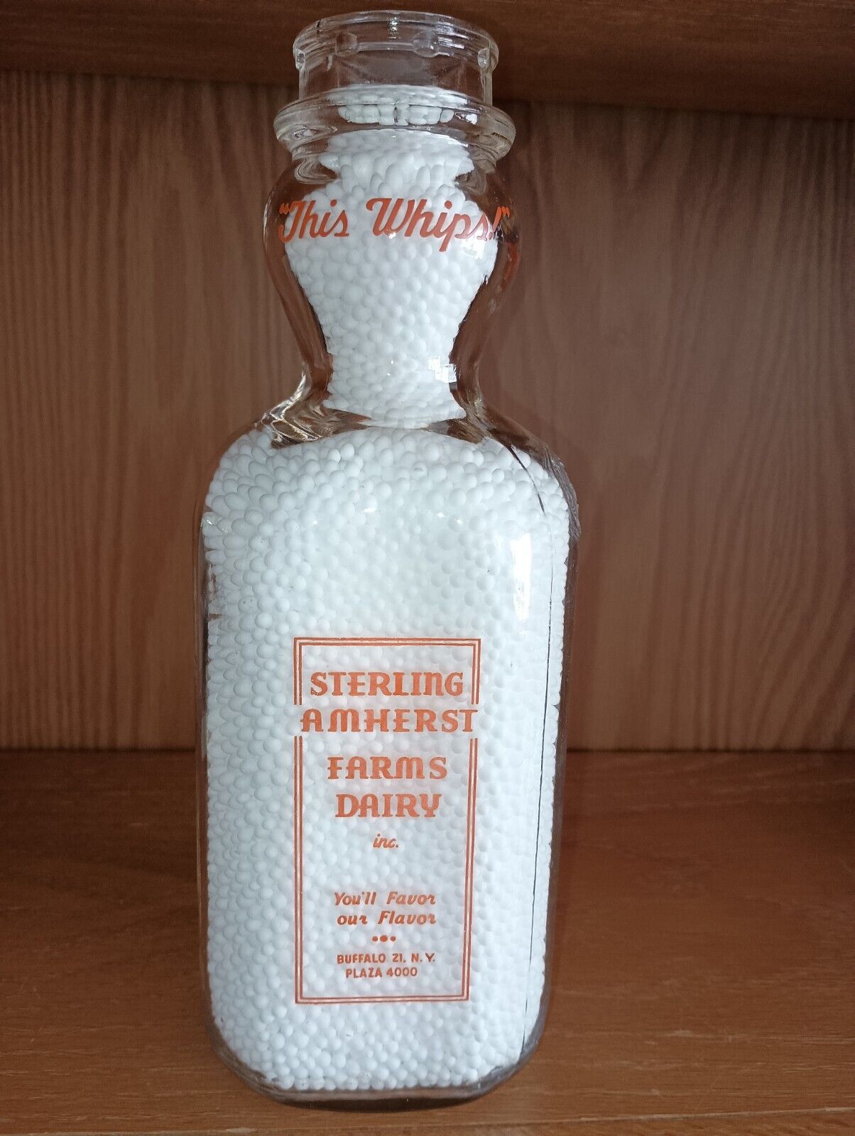 TSPQCT Vintage Milk Bottle Cream Bubble Top  Sterling Amherst Farms Dairy NY