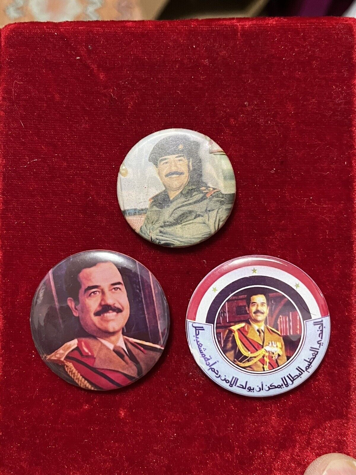 Iraq- Iraqi Vintage Saddam Hussein Metal Pin 1990\'s. Lot of 3