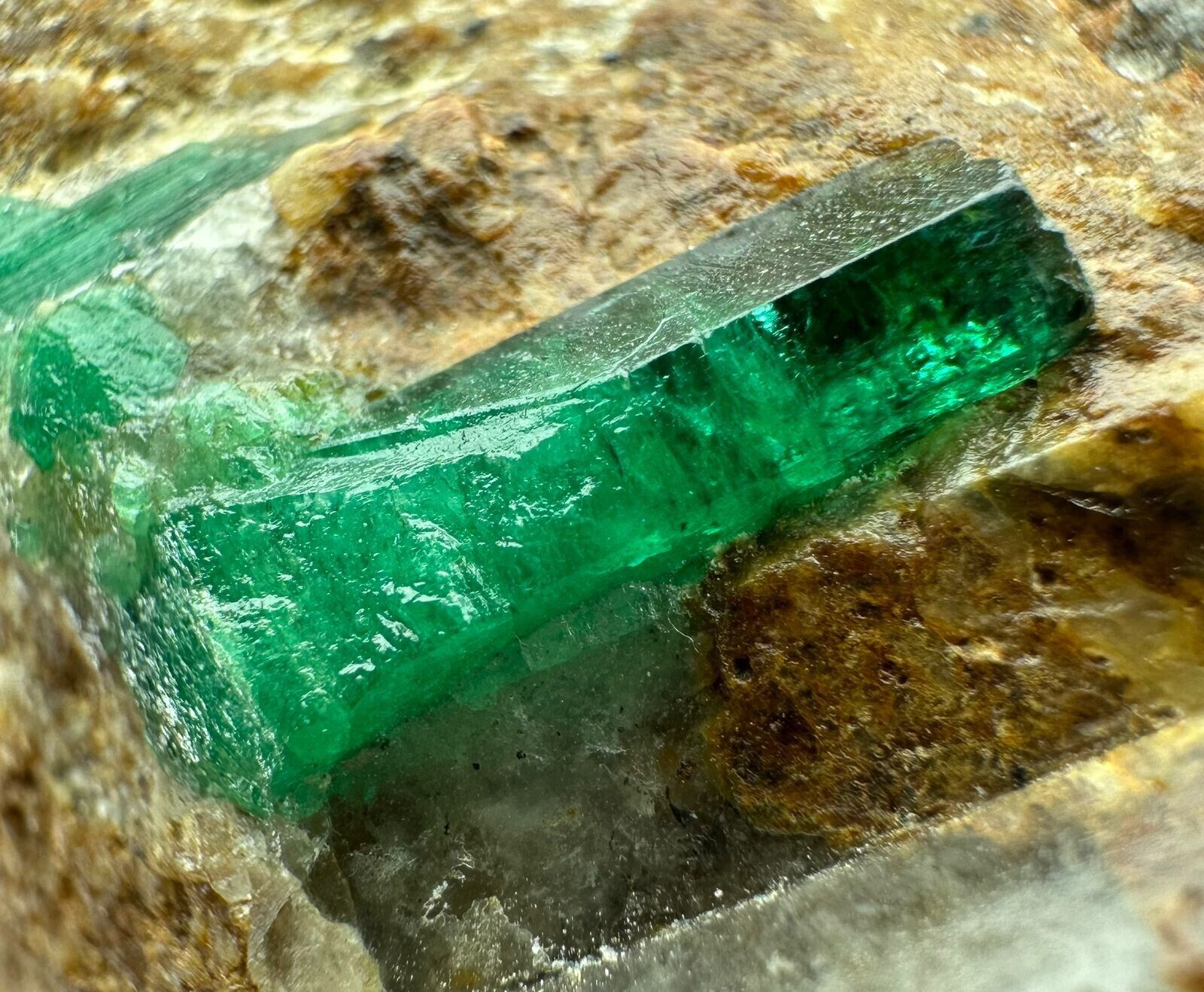 300 gm . Fluorescent Top Green Emerald Crystals Matrix From Panjshir @AFG.