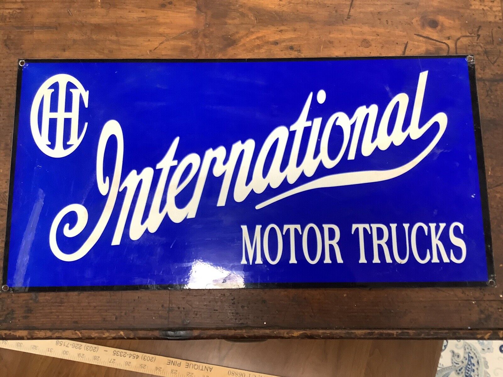 Vintage IH International Trucks Heavy Metal 24” Farming Gas Oil Tractor Sign