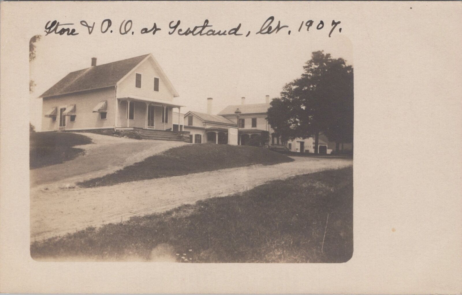 Post Office and Store Dirt Road Scotland Connecticut 1907 RPPC Photo Postcard