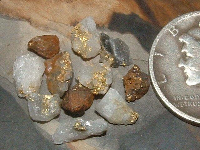 NATURAL GOLD AND QUARTZ MINI SPECIMENS .77 GRAM CALIFORNIA MOTHER LODE GOLD