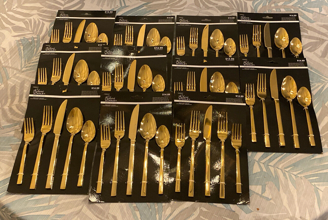 Robert Stanley Gold Cutlery 11 Sets Of 5pc NEW 55pcs Total