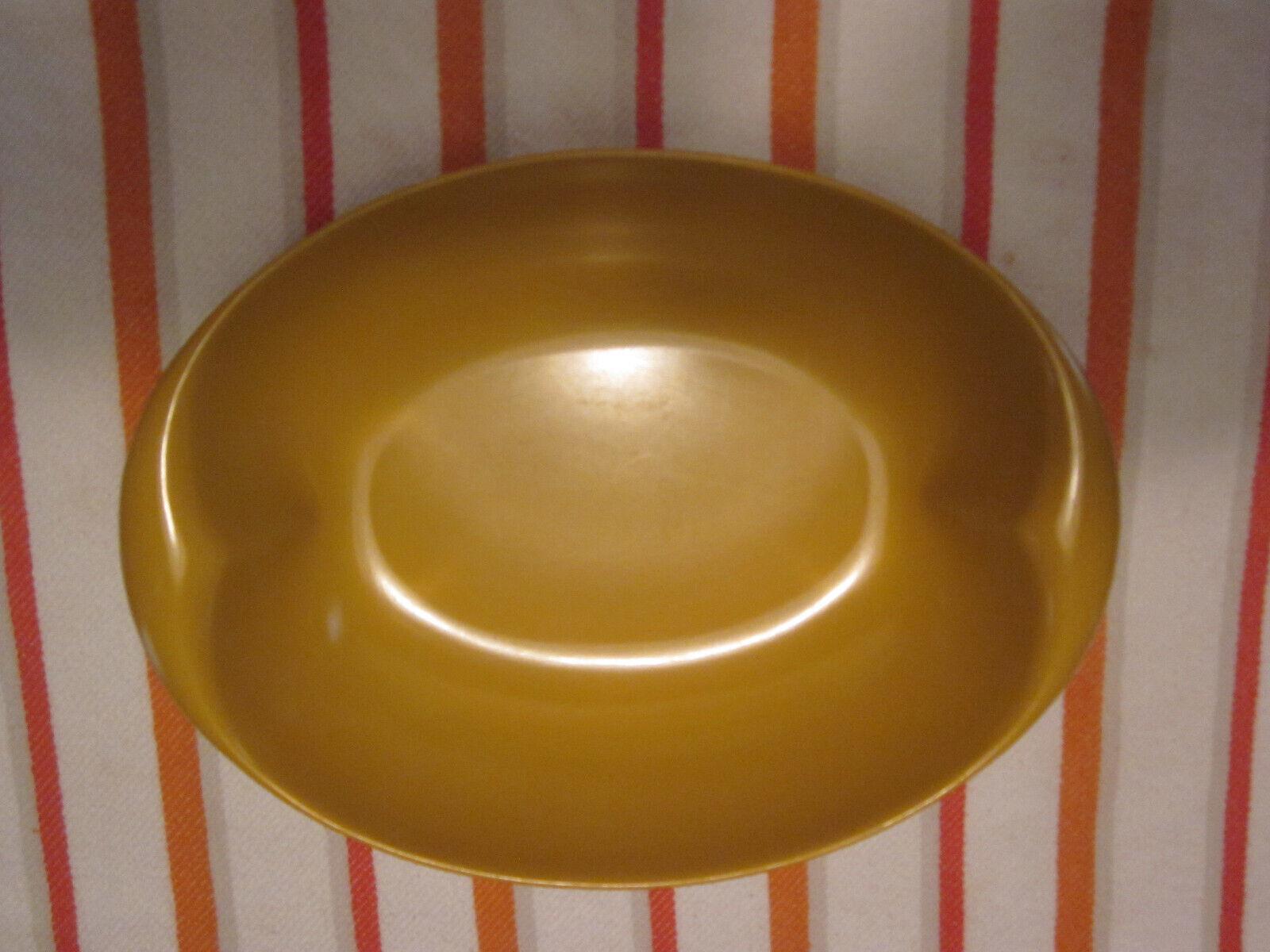 Vintage Lenox Ware Melmac Melamine Oval Serving Bowl 1960 Gold Color Handles