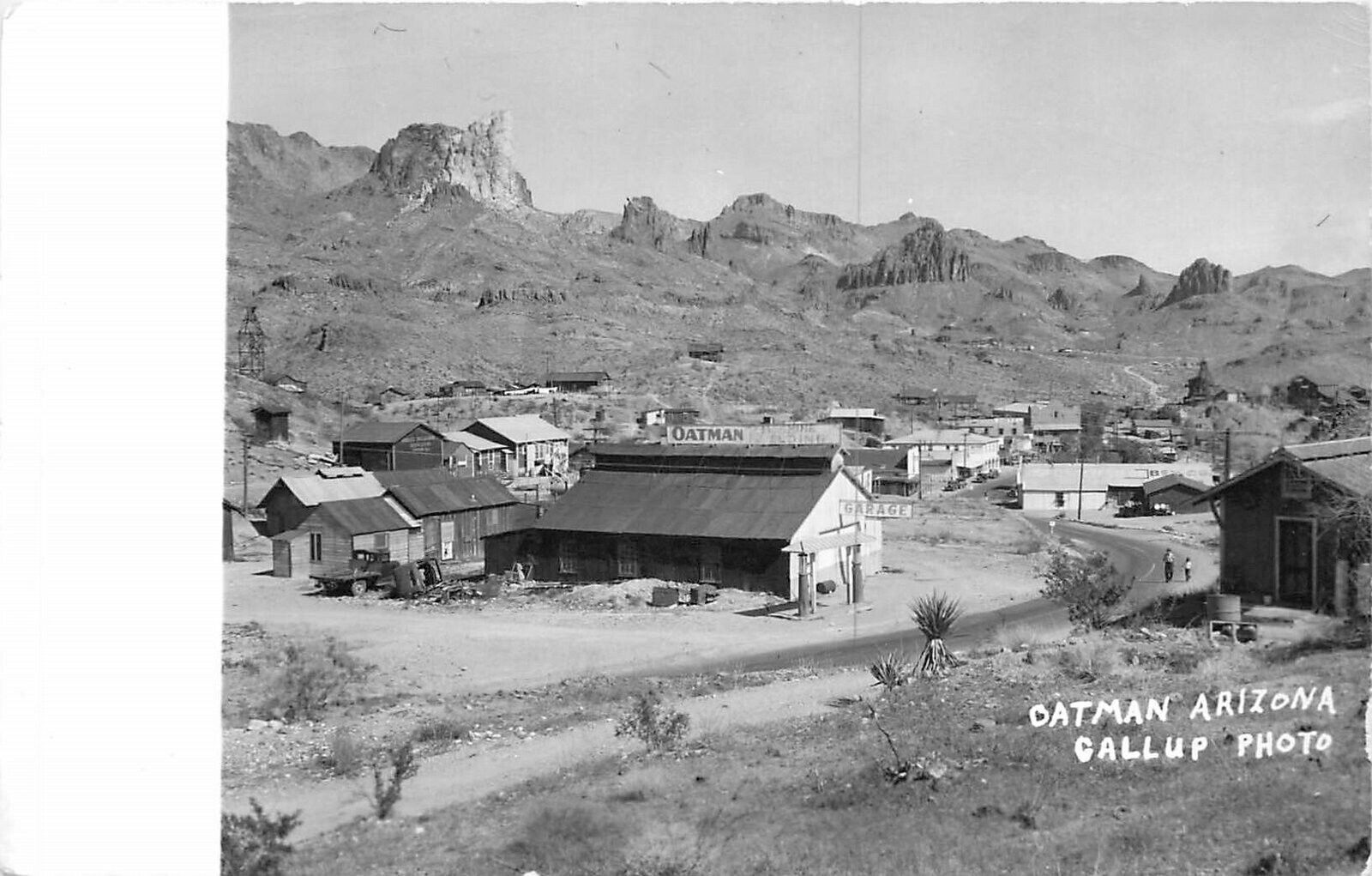 Postcard RPPC 1940s Arizona Oatman Route 66 Street Scene Gallup AZ24-937
