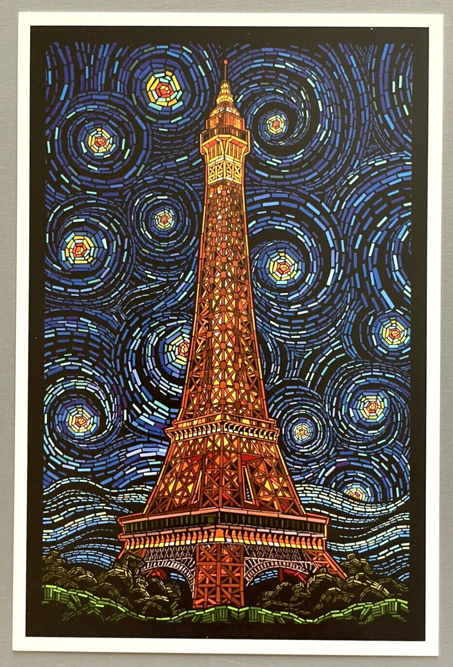 Paris, France - Eiffel Tower Mosaic - Lantern Press Postcard