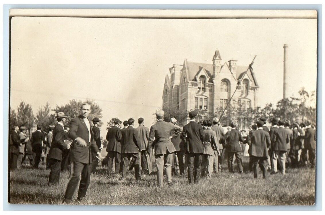 c1910\'s Southwestern College Building Students Winfield KS RPPC Photo Postcard