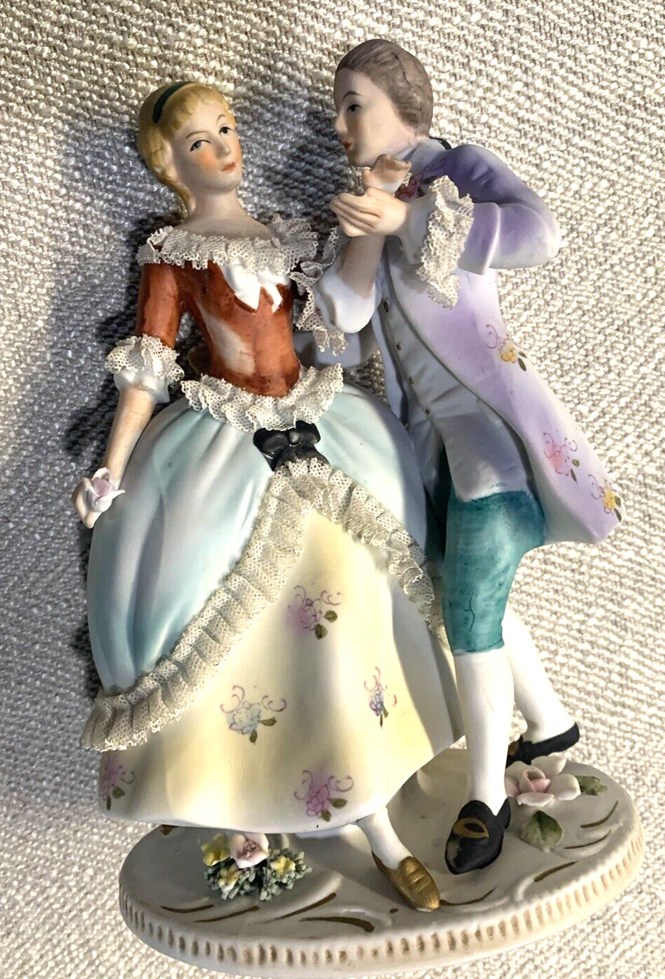 Vintage Porcelain Dresden Style Figurine Dancing Couple  Victorian Antique