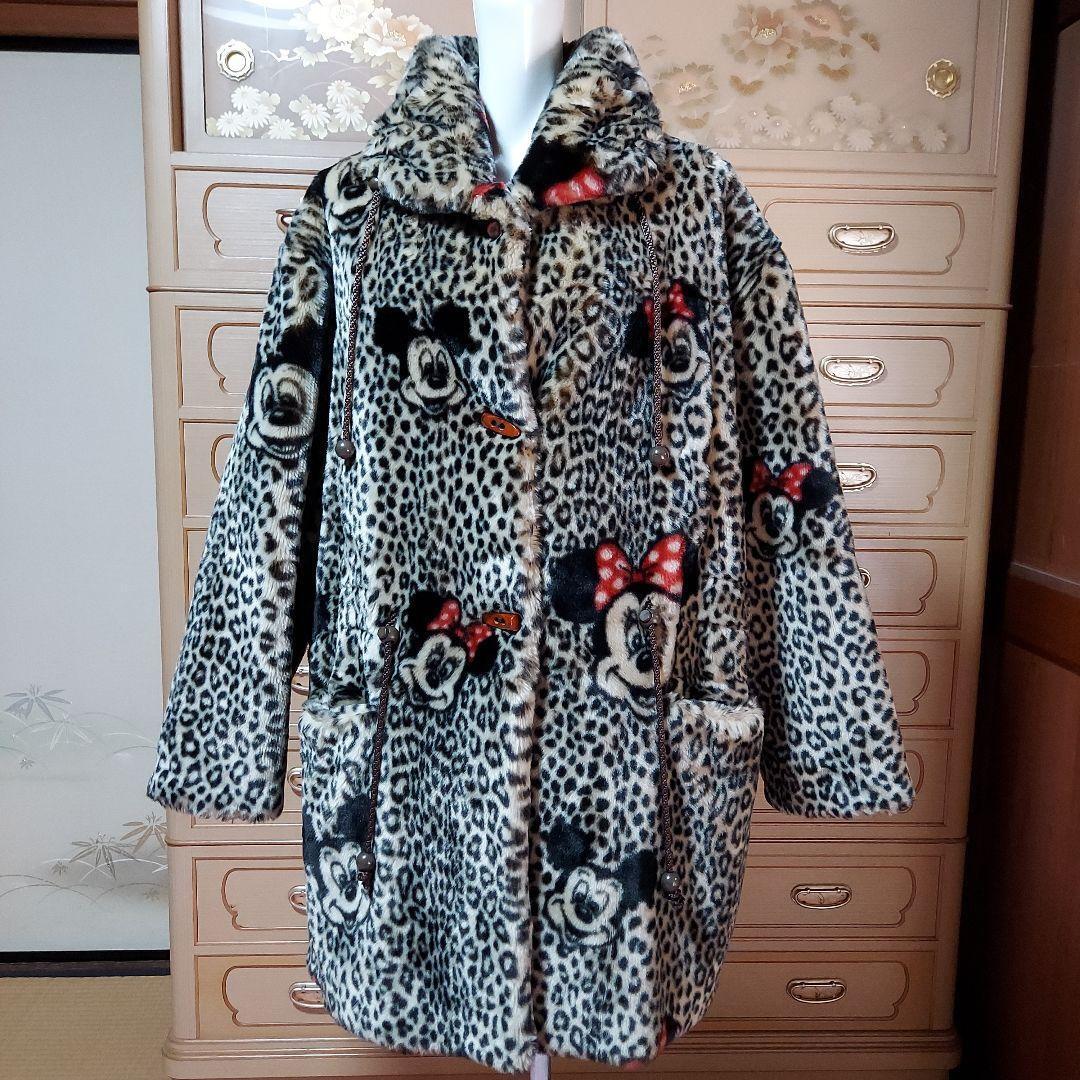 APPARENCE PARIS DISNEY Eco Fur Coat Free Size Leopard Pattern Mickey  FromJapan