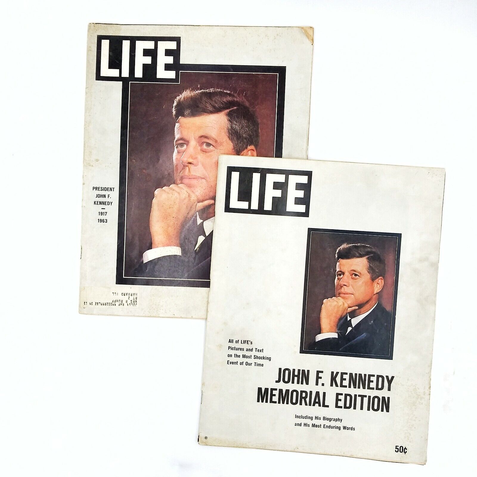 (2) 1963-64 LIFE MAGAZINE President JFK Kennedy Memorial Edition
