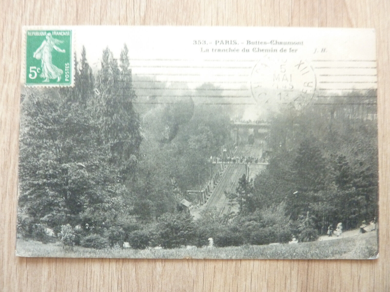 CPA PARIS Buttes-Chaumont Trench Belt Railway 1913 Traveled