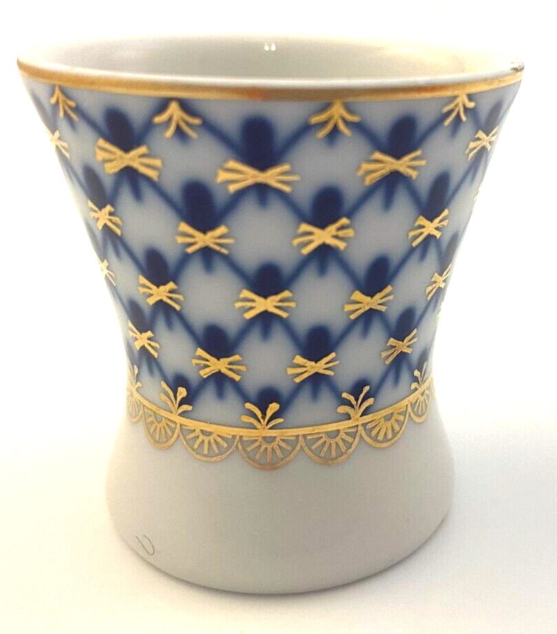 Lomonsov Egg Cup Imperial Porcelain St. Petersburg Russia Blue Gold