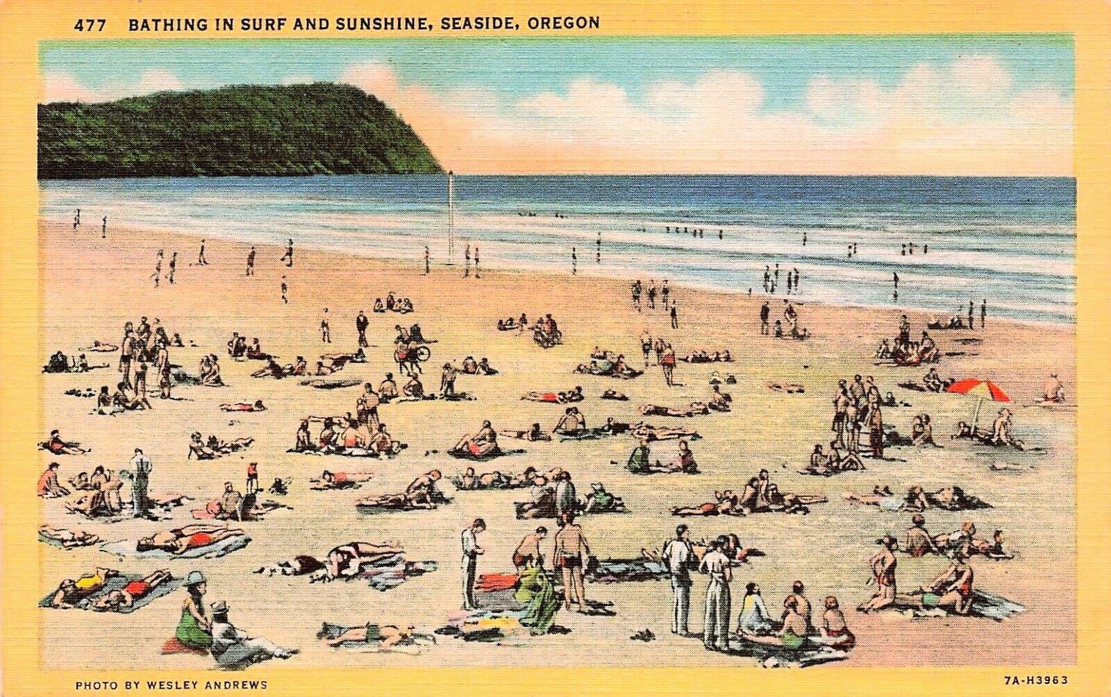 Seaside OR Oregon Bathing Beach 1930s Surf Sunshine Vtg Postcard D59