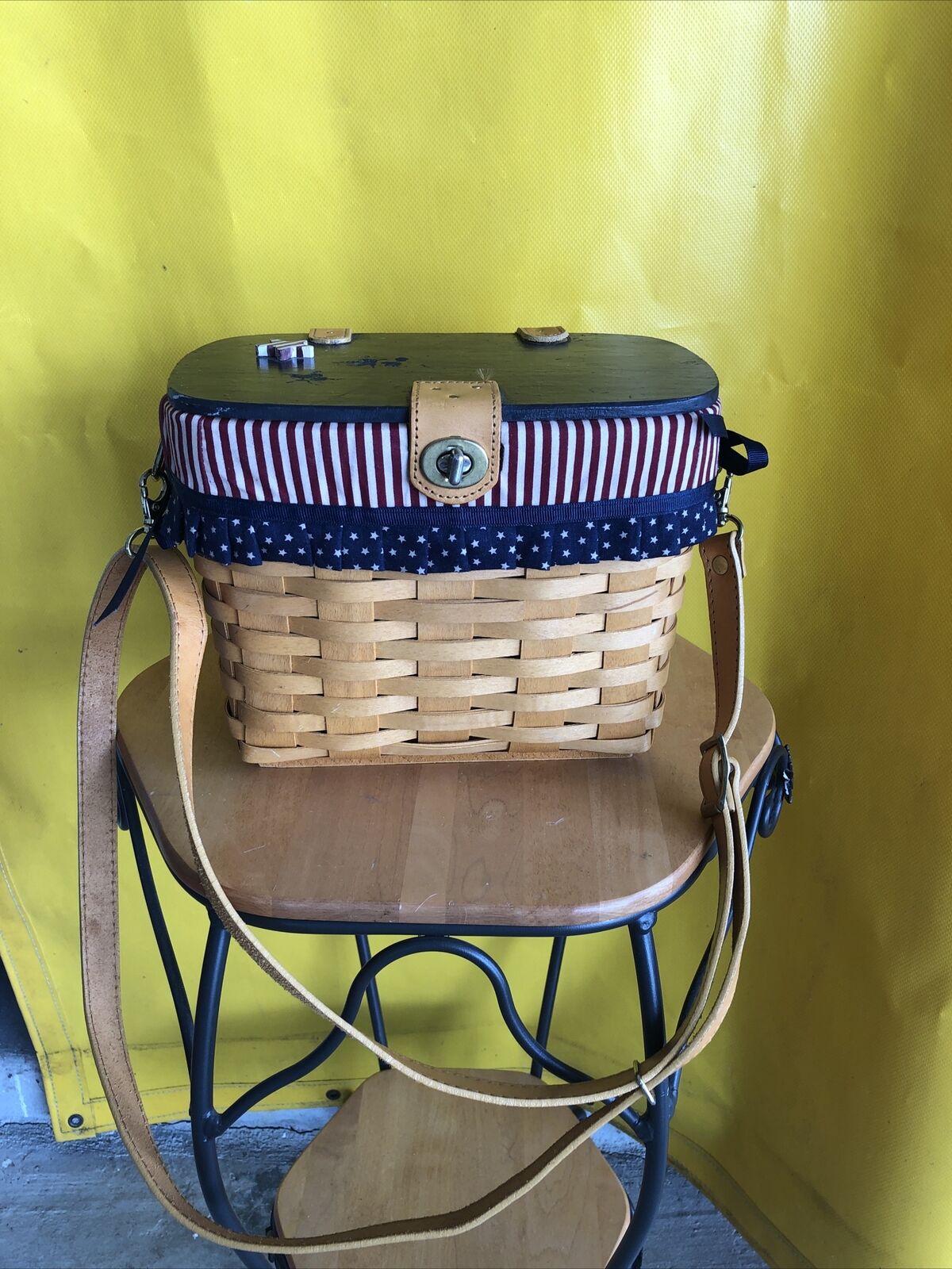 Vintage Longaberger Shoulder Purse Basket Flag Cloth Liner Protector Customized
