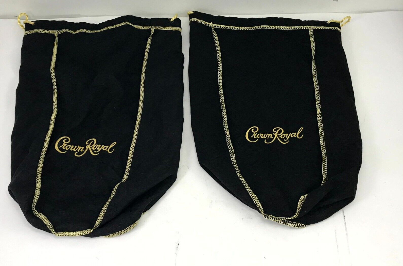 Lot of 2 - Crown Royal 1.75L Extra Large Black Drawstring Bags 12 inch