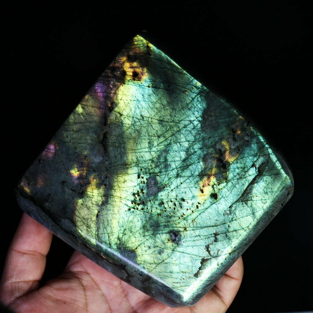 3.35lb Natural Labradorite Stone Crystal Gemstone Stone Chakra Reiki Palm Stone