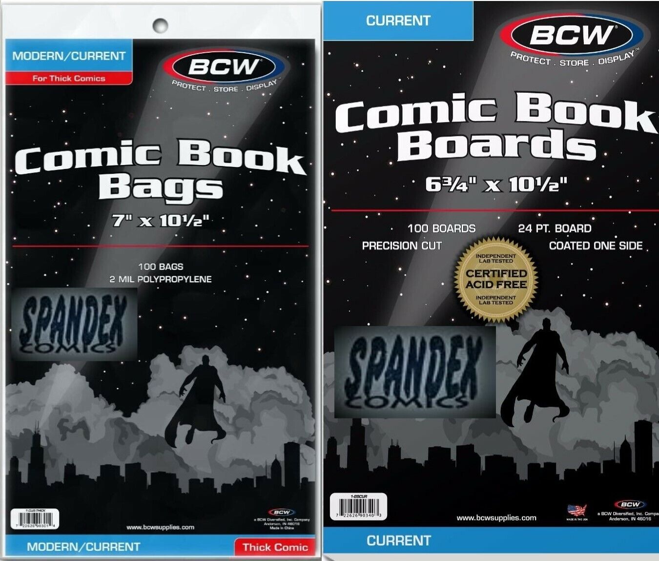 100  BCW Current Boards & 2-Mil Current Thick Polypropylene Comic Bags