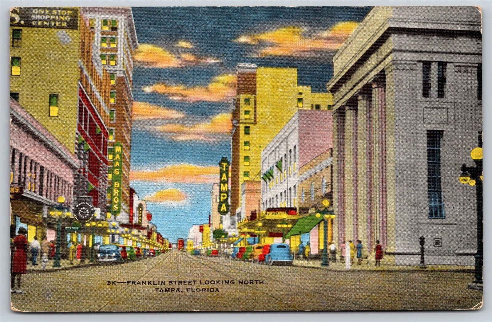 Postcard Franklin Street looking North, Tampa Florida T187