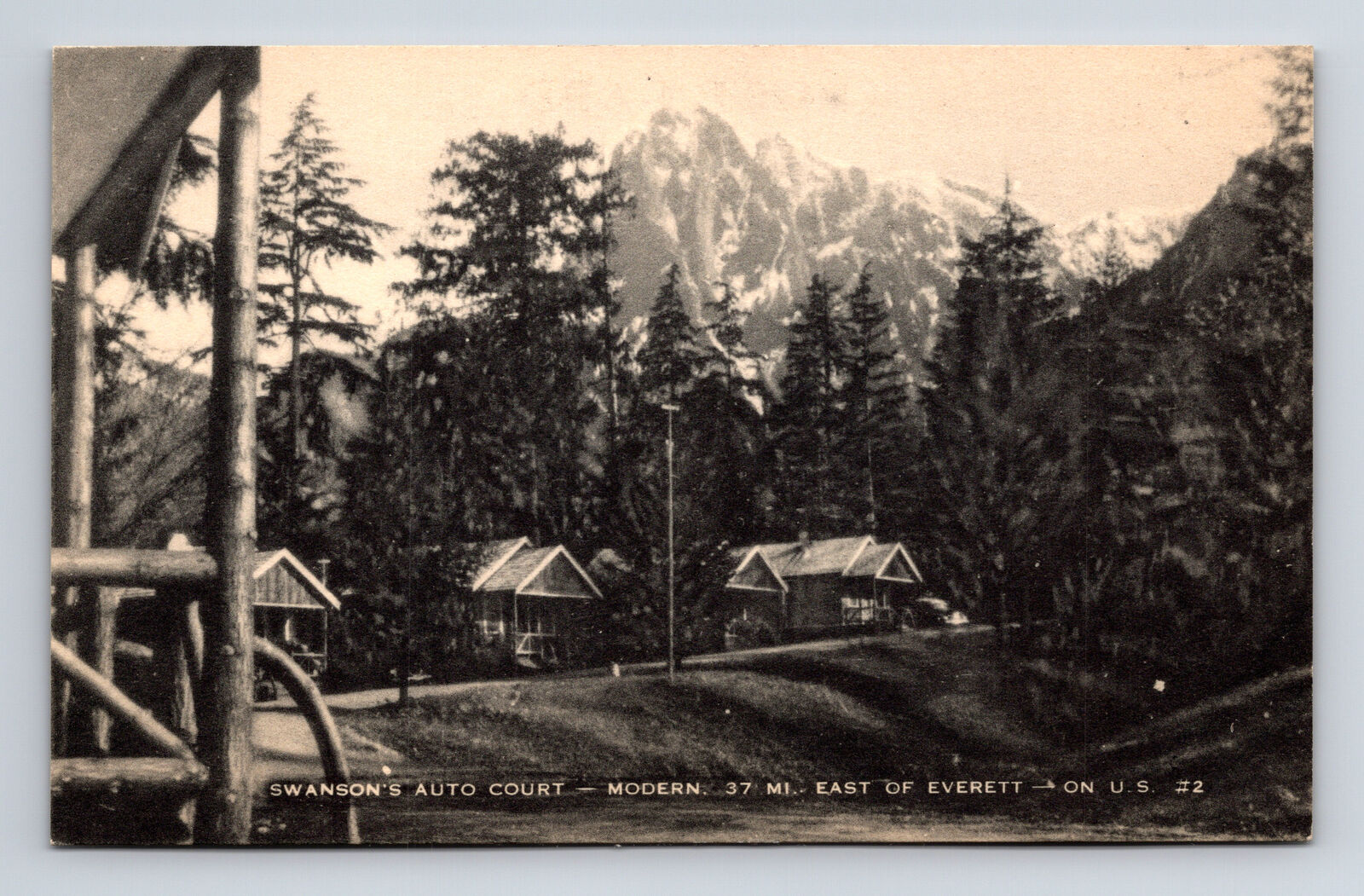 Scenic Swanson\'s Auto Court Cabin Motel Everett Washington WA East of Postcard