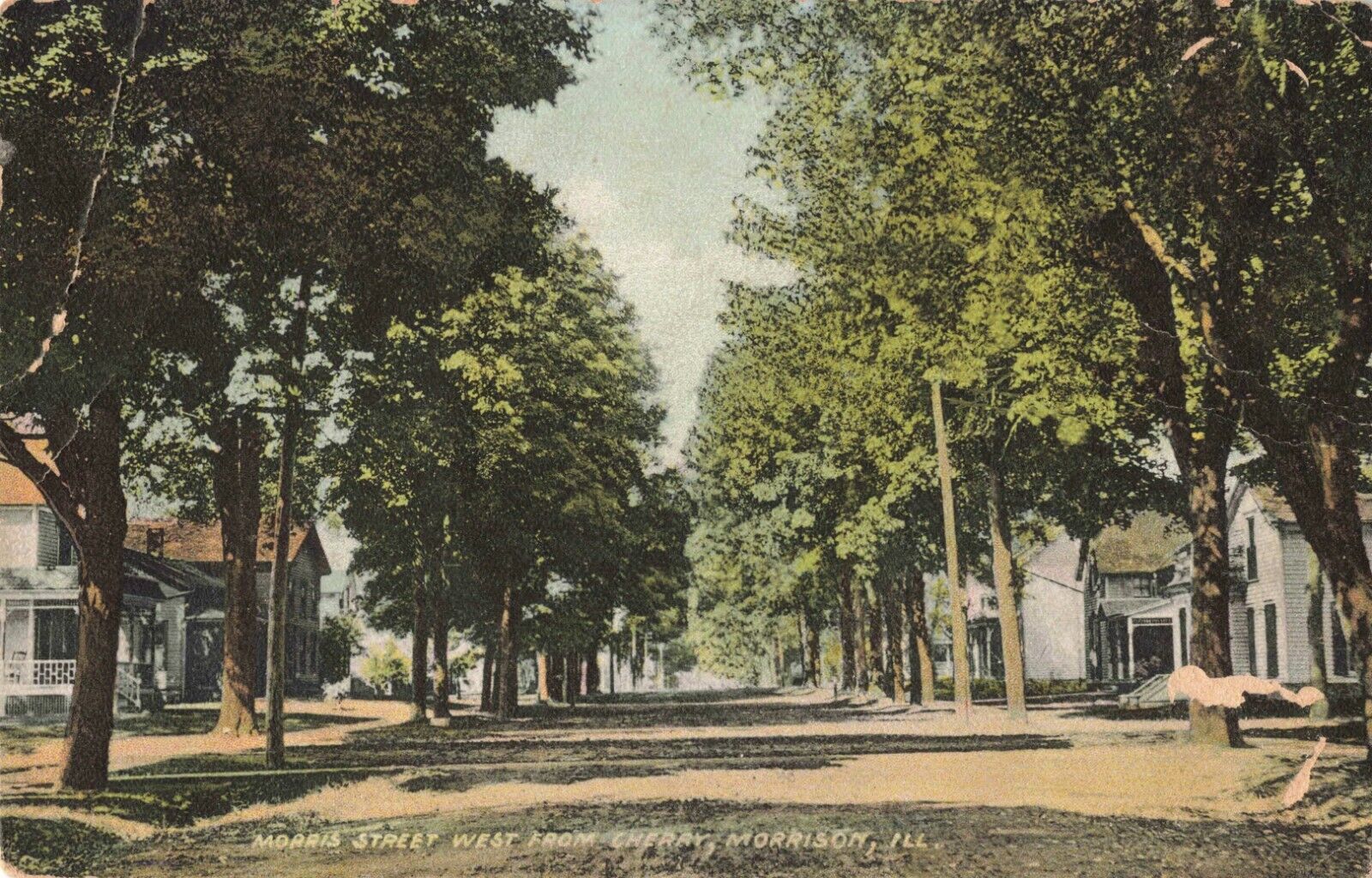 Morris Street West from Cherry Morrison Illinois IL c1910 Postcard