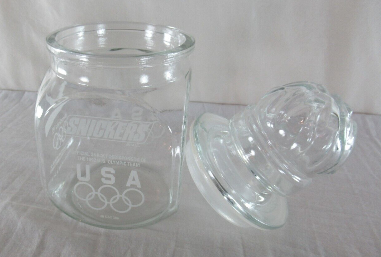 Snickers Olympic Games 1992 Barcelona & Albertville Glass Candy Jar COJO 1988