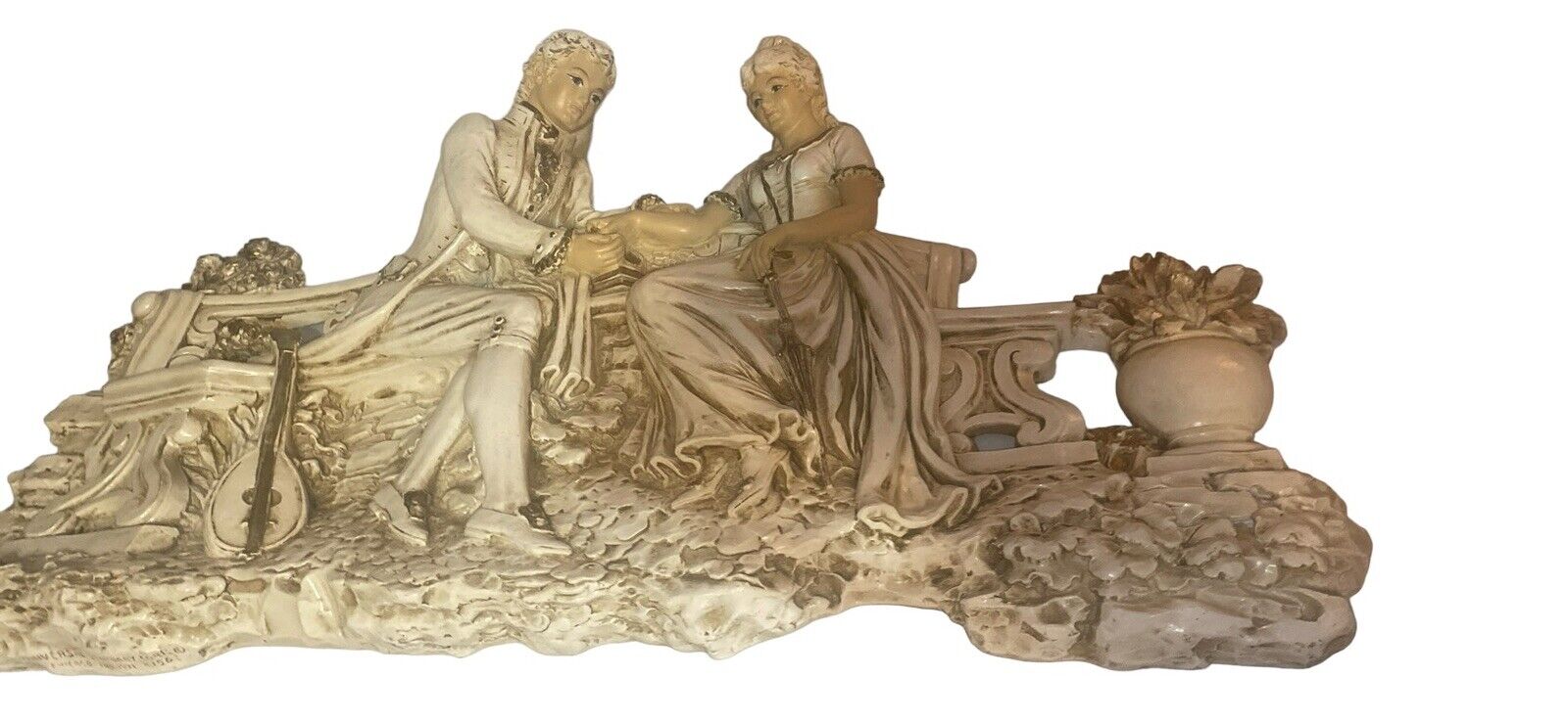 Vintage Victorian Scene Resin Courting Couple Universal Statuary Candle Holders
