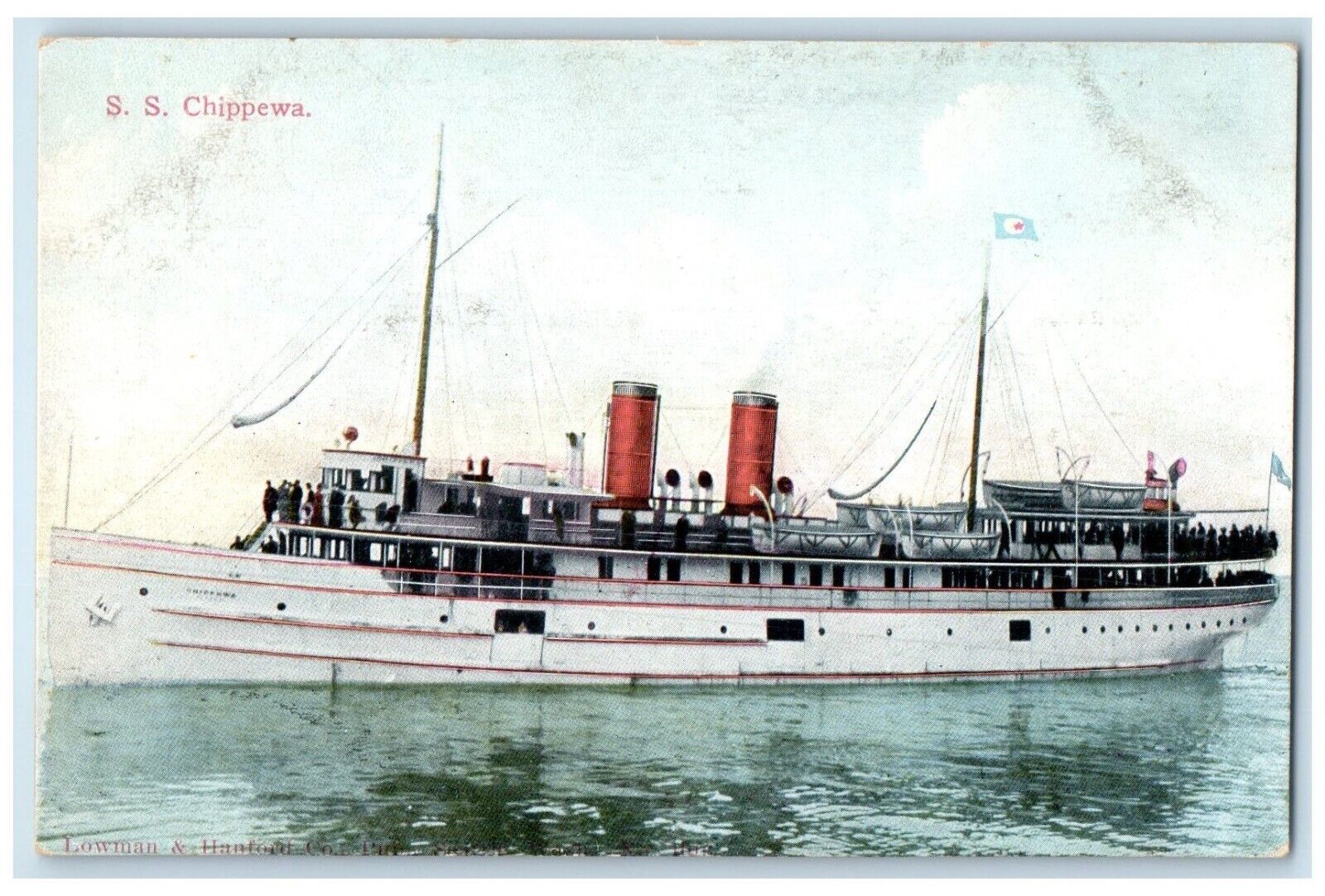 c1910's View Of SS Steamer Ship Chippewa Unposted Antique Postcard