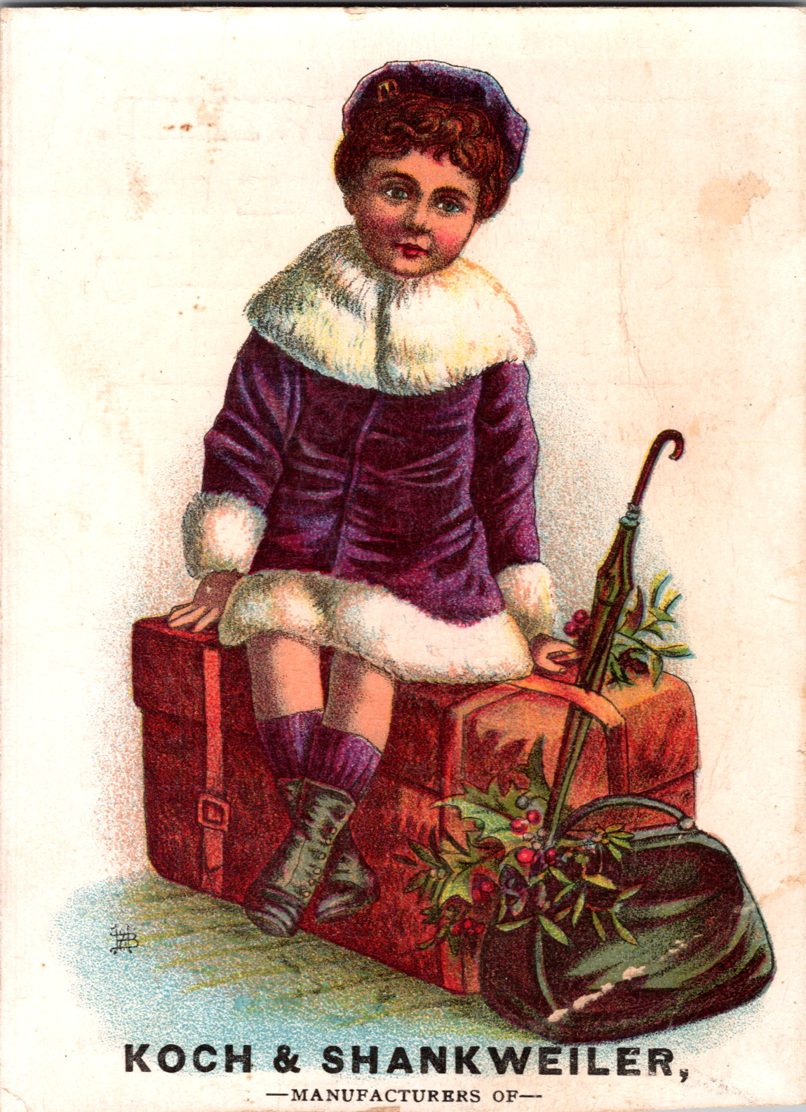 Vintage 1880\'s Victorian Trade Card, Koch & Shankweiler Clothing, Cute Girl 