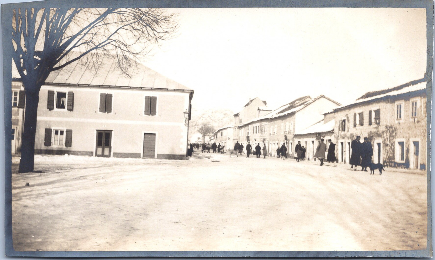 Montenegro, Cetinje, Main Street, Snow Effect, Vintage Silver Print, ca.19