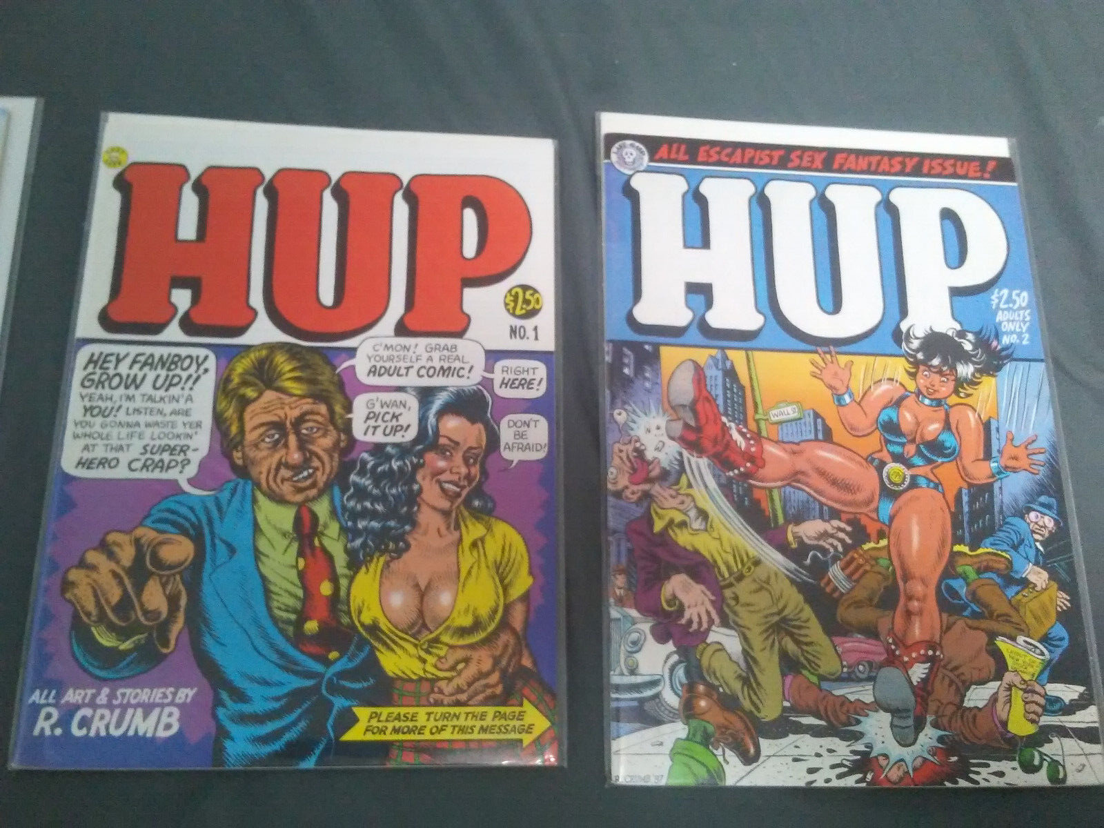 Hup #1 (2nd printing) and #2 (1st printing) Last Gasp 1980s R. Crumb comics