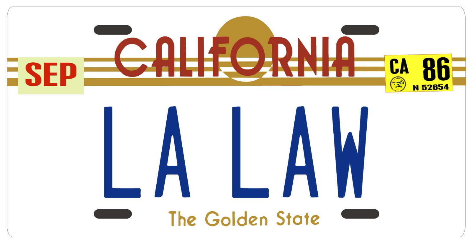 LA LAW 1980's TV show 1986 classic California License plate