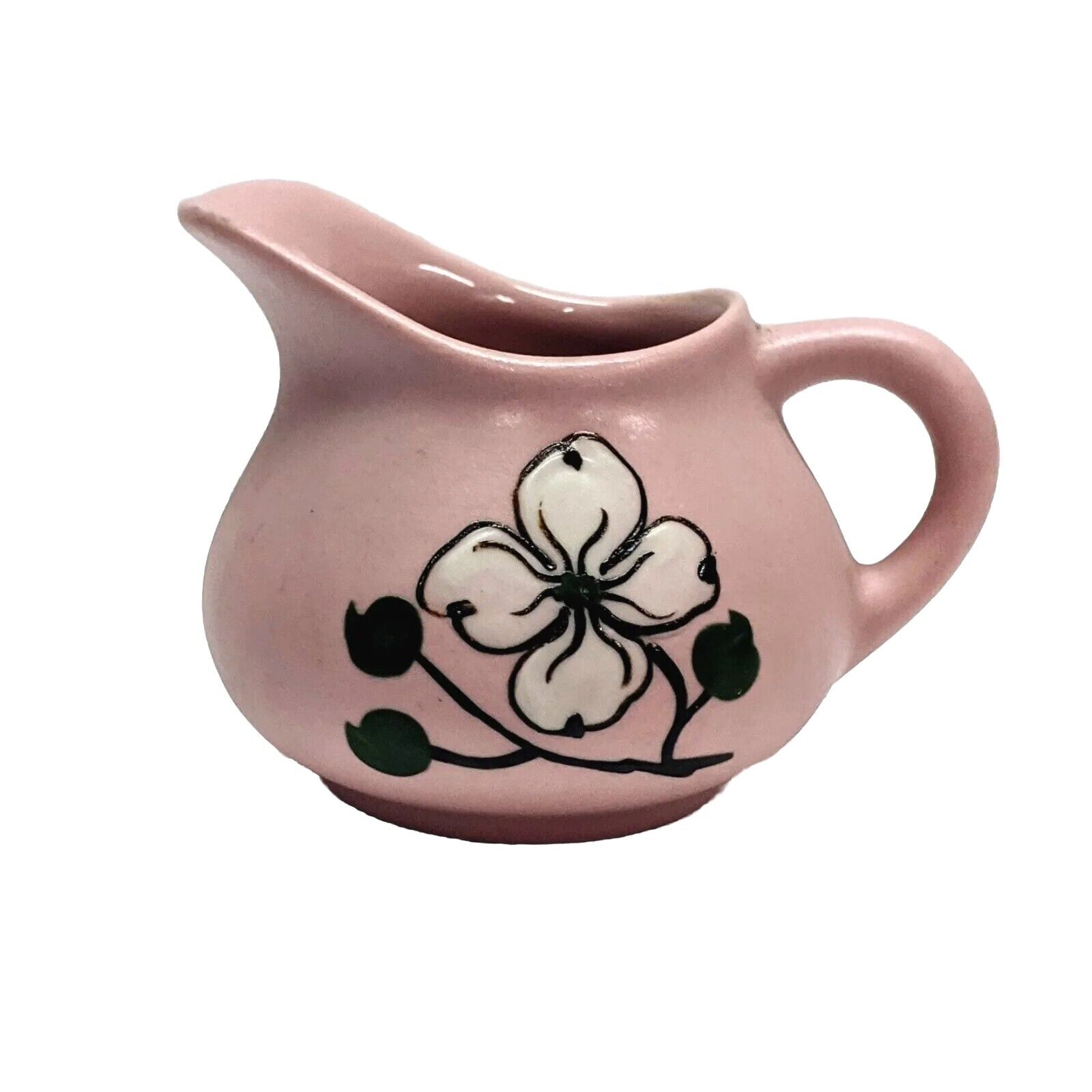Vintage Art Pottery Matte Pink Dogwoods Creamer 2.5\