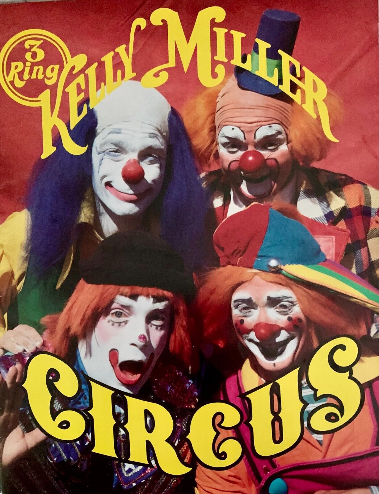 Kelly Miller 3 Ring Circus Program/Poster 1985 Clowns Ephemera
