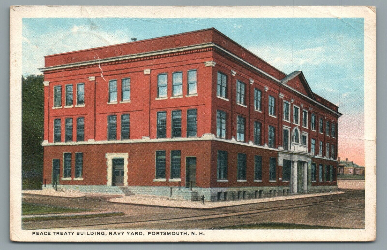 Peace Treaty Building Navy Yard Portsmouth NH New Hampshire Postcard Posted 1916