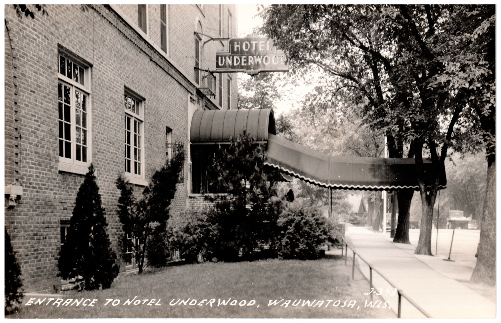 Postcard RPPC Hotel Underwood Entrance in Wauwatosa, WI